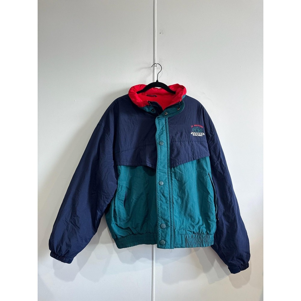 Vintage Dunbrooke Jacket Mens XL Blue Nylon Colorblock Racing Windbreaker 90s